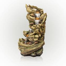 Alpine Corporation 47 5-Tier Tree Trunk Waterfall Floor Fountain with