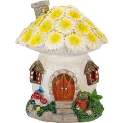 Northlight 7.25 in. Solar Lighted Flower House Garden Statue