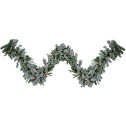 Northlight Pre-Lit LED Flocked Rose Mary Emerald Angel Pine Artificial Garland