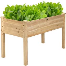 Costway 49.5 23.5 Natural Wood Garden Raised Bed Elevated Vegetable Planter