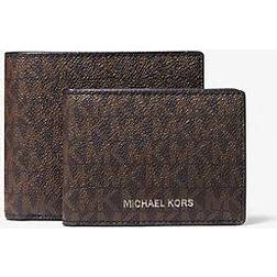 Michael Kors Logo Billfold Wallet With Passcase - Brown