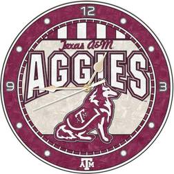 The Memory Company NCAA - 12 Texas A M Art Glass Team Wall Clock