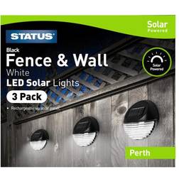 Status Perthfenblk3pk6 Solar Fence Wall light