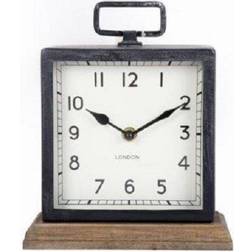 Geko Metal Mantle with Wooden Base Freestanding Wall Clock