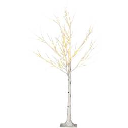 Homcom 4ft Artificial White Birch Light 72 Warm White Christmas Tree