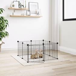 vidaXL Gabbia Per Animali 8 Pannelli Con Porta Nero 35x35 cm Acciaio