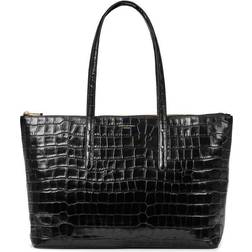 Aspinal of London Ladies Black Crocodile Print Leather Zipped Regent Tote Bag