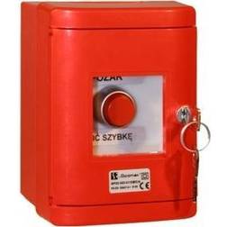 Spamel Safety button 1R red in housing OBC nickel plated (SP22-B-01/OBC/B)