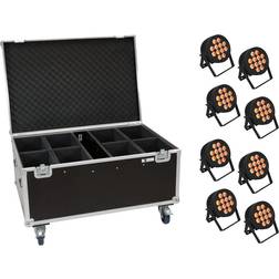 Eurolite Set 8x LED IP PAR 12x8W QCL Spot Case with wheels