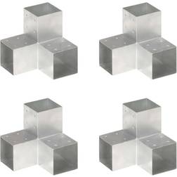 vidaXL Conectores de Postes En Y 4 Uds Metal Galvanizado 101x101 mm