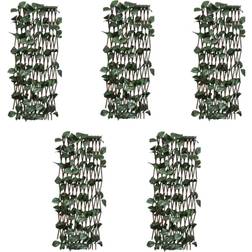vidaXL Recinto In Salice A Traliccio 5 pz Foglie Artificiali 180x60 cm