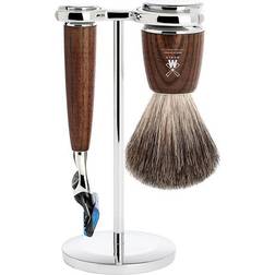 Mühle barbersæt med Fusion skraber, Barberkost og Holder, Rytmo, Ask