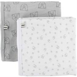 Pippi Filt 70x70 2-pack Vit/Ljusgrå m. Björnar/Fotspår One Size Baby Filt