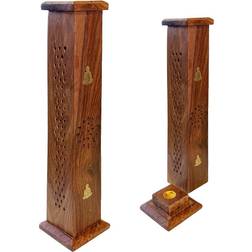 Puckator Decorative Buddha Sheesham Wood Incense Burner Tower