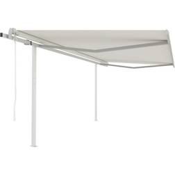 vidaXL Markis med stolpar automatisk infällbar 450x350cm