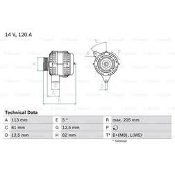 Bosch Alternatore 14V 120A OPEL Astra H