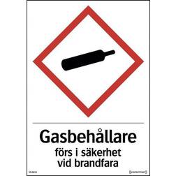 Varningsskylt "Gasbehållare förs brandfara" A5