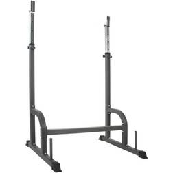 Gorilla Sports Support pour Barre de Musculation Charge Max. 150 kg, Réglable en Hauteur, en Acier, Noir Repose Barre, Haltères Longs, Rack de Rangement pour