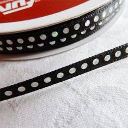 Sidenband med Rhinestones Svart B: 5 mm