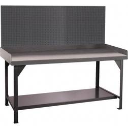 Durham Stationary Workbench w/ Pegboard: Textured Gray 4,000 lb Capacity, Rounded Edge Part #DWB-3060-BE-PB