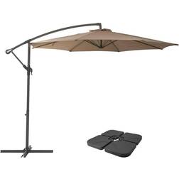 CorLiving 9.5' 9.5' UV Resistant Offset Cantilever Patio Umbrella with Base Weights Sandy