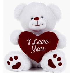 Paws White Teddy Bear Holding Red Heart with I Love You 27cm