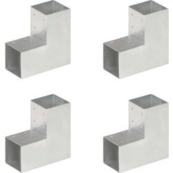 vidaXL Conectores De Postes En L 4 Uds Metal Galvanizado 91x91 mm