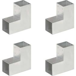 vidaXL stolpebeslag L-form 4 stk. 91x91 galvaniseret metal