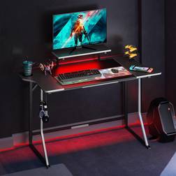 Bestier 55 Inch Gaming Desk with Led Lights PC Gaming Computer for Office Gamer Desk with Stand Controller Stand Hook Cup