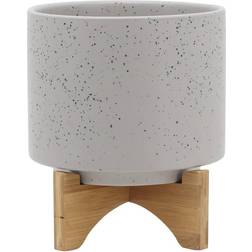 Sagebrook Home 8" Planter with Wood Stand Matte