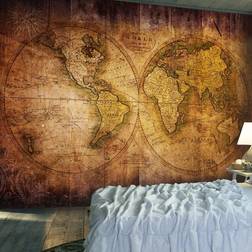 Artgeist Fototapet World on old map, vintage verdenskort i brune farver (flere størrelser) 350x245