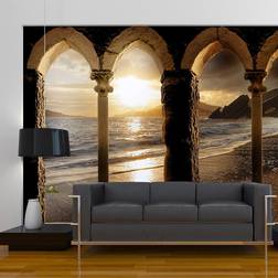 Artgeist Fototapet med motiv af arkitektur og udsigt til solnedgang ved stranden (flere størrelser) 400x280