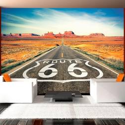 Artgeist Fototapet med motiv af Route 66 og udsigt til bjerge og ørken (flere størrelser) 400x280