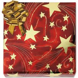 Current Golden Starlight Foil Rolled Christmas Red Paper Gift Wrap Paper 38 sq ft