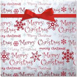 Current Christmas Script Metallic Foil Rolled White Paper Christmas Gift Wrap Paper 38 sq ft