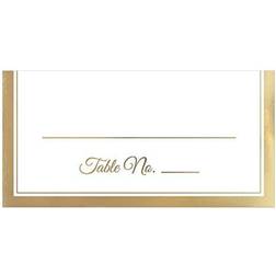 Amscan Place Cards 4" x 4" White/Gold -Pack of 50