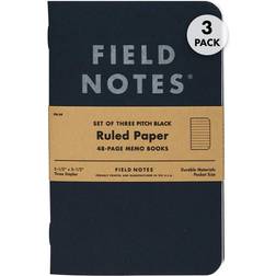 Field Notes Field Notes Pitch Black Ruled 3-Pack