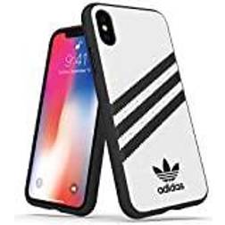 Adidas Mobiltelefonskal utvecklat för iPhone X fodral, iPhone Xs fodral, fallprövade fodral, stötsäkra upphöjda kanter, originalskydd, vita och svarta ränder