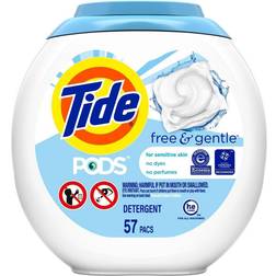 Tide PODS Free & Gentle, Liquid Laundry Detergent Pacs, 57