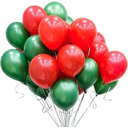 100pcs Christmas Red Green Balloons 12 Inch Latex Balloons for Christmas Birthday Baby Shower Party Decorations