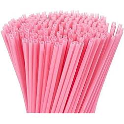 300-Pack Plastic Pink Disposable Party Drinking Straws for Baby Showers & Birthdays Extra Long Size 10 inches