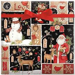 Woodland Christmas Collage Jumbo Rolled Gift Wrap (1 Giant Roll, 61 sq. ft. Heavyweight, Tear-Resistant, Holiday Wrapping Paper