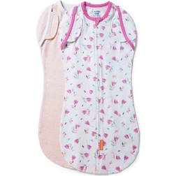 SwaddleMe Girls' Swaddle Blankets Pink Tulips Arms Free Convertible Pod Wearable Blanket Set