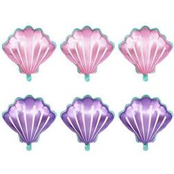 Creaides 12pcs Sea Shells Balloons Helium Foil Ocean Balloons for Baby Shower Birthday Wedding Hawaii Summer Beach Luau Party Suppliers (Purple Pink)