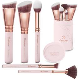 Pro Face Contour Brush Set Synthetic Contouring Sculpting and Highlighting Kit Cream Blush Powder Flat Nose Cheek Round Small Angled Fan Tapered Precision Kabuki Foundation Makeup Brushes
