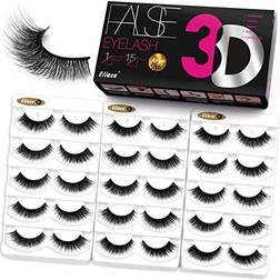 Eliace Eliace False Eyelashes Vegan 3d Faux Mink Lashes Pack Full Volume Fluffy 14MM Wispy Natural Fake Eye Lashes Strip 15 Pairs Arya