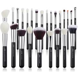 Jessup Brand 25pcs Professional Makeup Brush set Beauty Cosmetic Foundation Power Blushes eyelashes Lipstick Natural-Synthetic Hair Brushes set (Black/Silver)