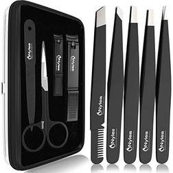 Nylea Tweezers Set Stainless Steel Tweezers for Women and Men Great Precision Tweezers for Facial Hair Eyelashes Eyebrows Extensions Ingrown Hair and Tick Remover