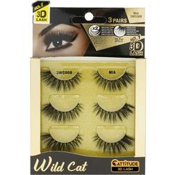 Ebin EBIN NEW YORK Cattitude 3D Lash 3 Pair – Wild Cat 3D Lash Super Soft Fin Tapered Fibers Widen Eyes Seamless & Natural Look Reusable