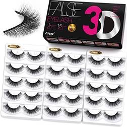 Eliace Eliace False Eyelashes Cat Eye Wispy Faux Mink Lashes Pack Fluffy 14MM Short Natural False Lashes 15 Pairs Multipack Rosa Style